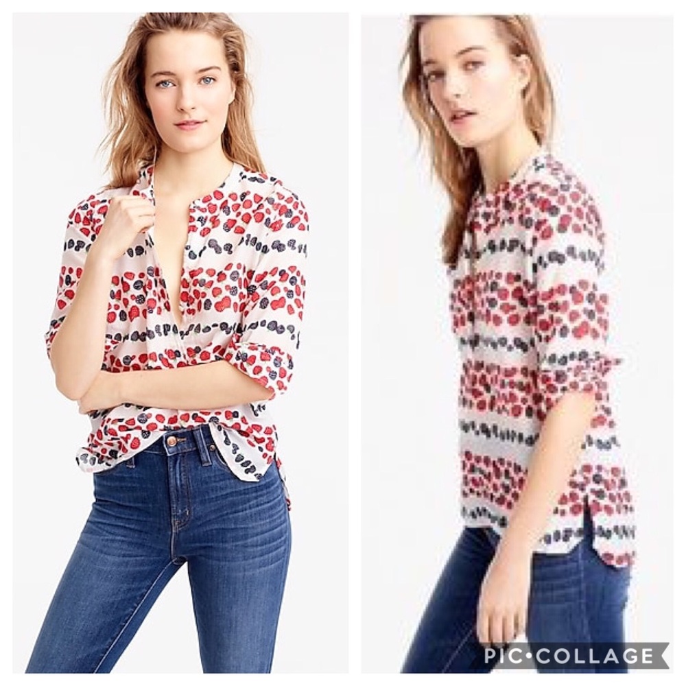 J. Crew Voile popover shirt in berry print